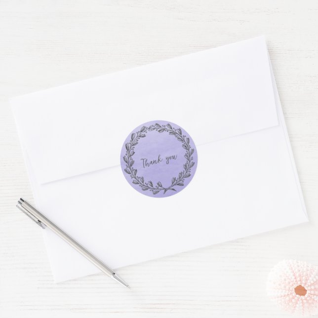 Sticker rond Merci de courge violet classique (Enveloppe)