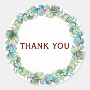Sticker Rond Merci de couronne de fleurs