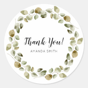 Sticker Rond Merci de couronne d'eucalyptus