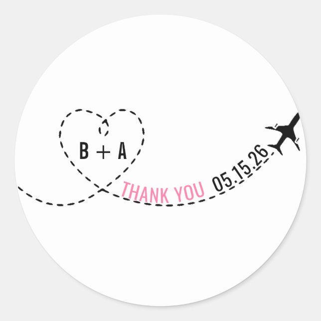 Sticker Rond Merci de date de mariage de monogramme (Devant)