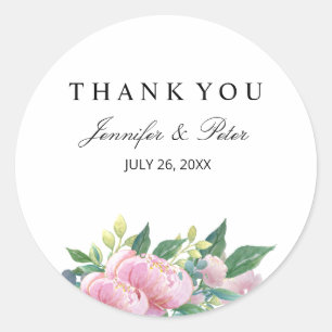 STICKER ROND MERCI DE DÉCOUPAGE FLORAL DE COULEUR D'EAU CUITE