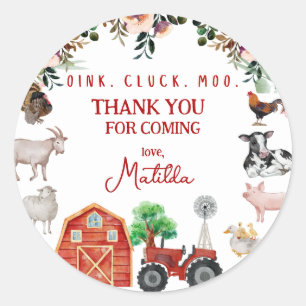Sticker Rond Merci de fête d'anniversaire agricole