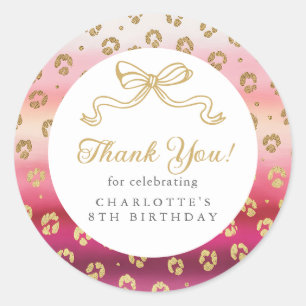 Sticker Rond Merci de fête d'anniversaire Cheetah Leopard