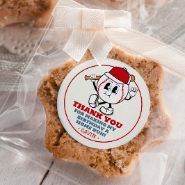 Sticker Rond Merci de fête d'anniversaire customisé Retro Baseb