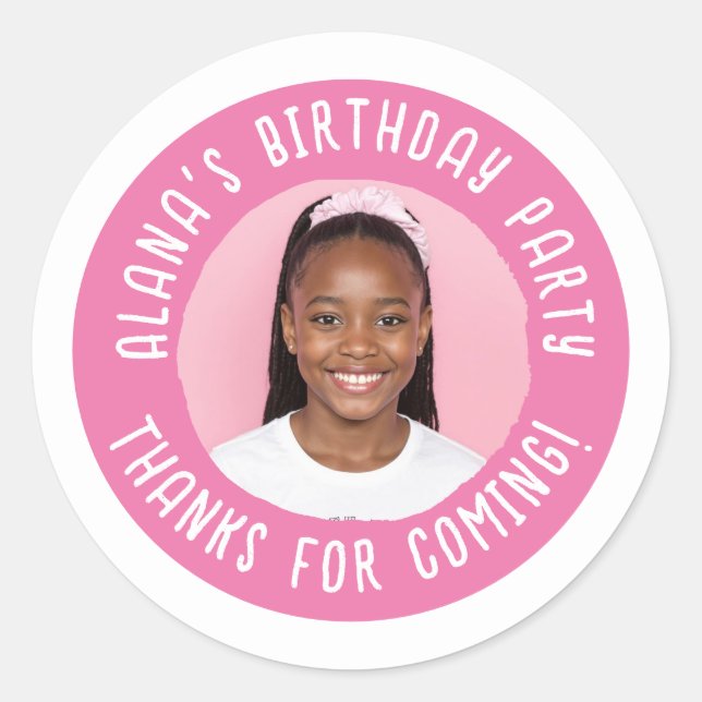 Sticker Rond Merci de fête d'anniversaire personnalisé (Devant)