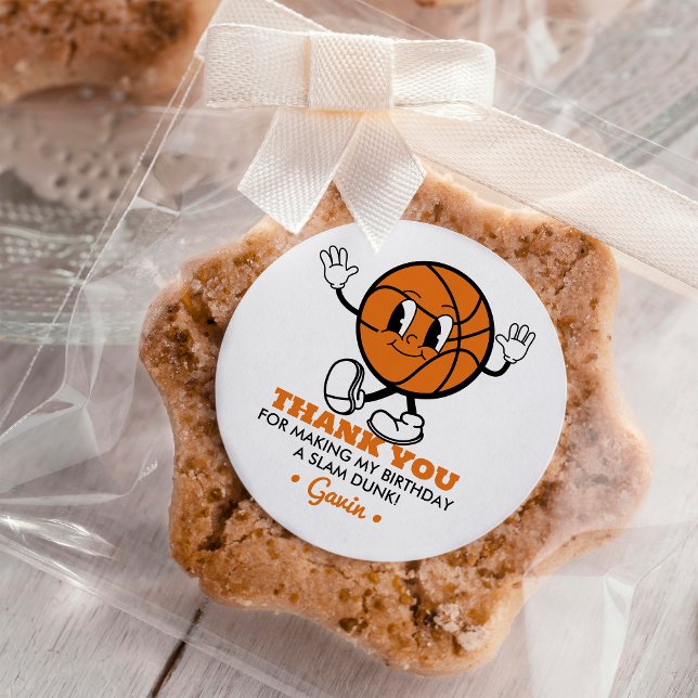 Sticker Rond Merci de fête d'anniversaire Retro Personnalisé (Créateur téléchargé)