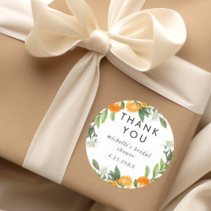 Sticker Rond Merci de Fête des mariées d'aquarelle Mandarin Ora