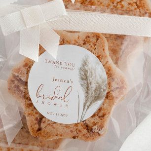 Sticker Rond Merci de Fête des mariées en laiton Boho Fluffy Pa