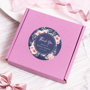 Sticker Rond Merci de Fête des mariées en néon rose et violet