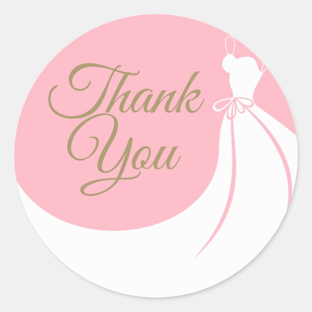 Sticker Rond Merci de Fête des mariées rose pâle (Devant)