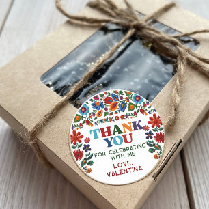 Sticker Rond Merci de fleurs colorées à la fleur de fleur de fl