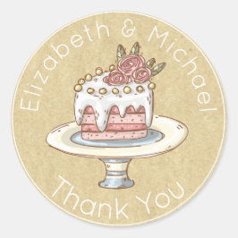 Sticker Rond Merci de gâteau Mariage Whimsical Favoriser Kraft