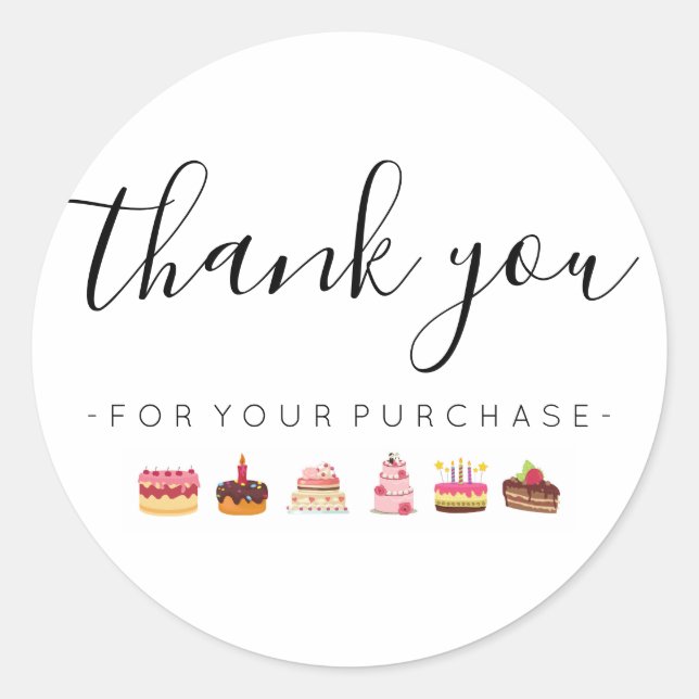Sticker Rond Merci de gâteau pour votre achat (Devant)