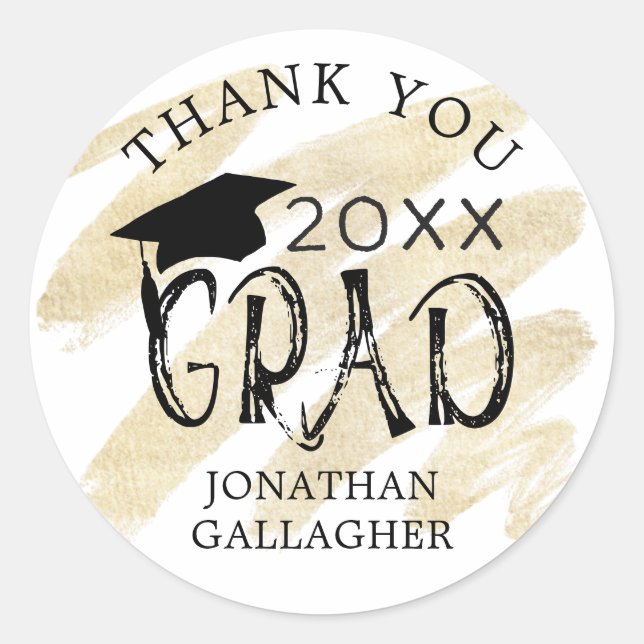 Sticker Rond Merci de graduation moderne Couleurs personnalisée (Devant)