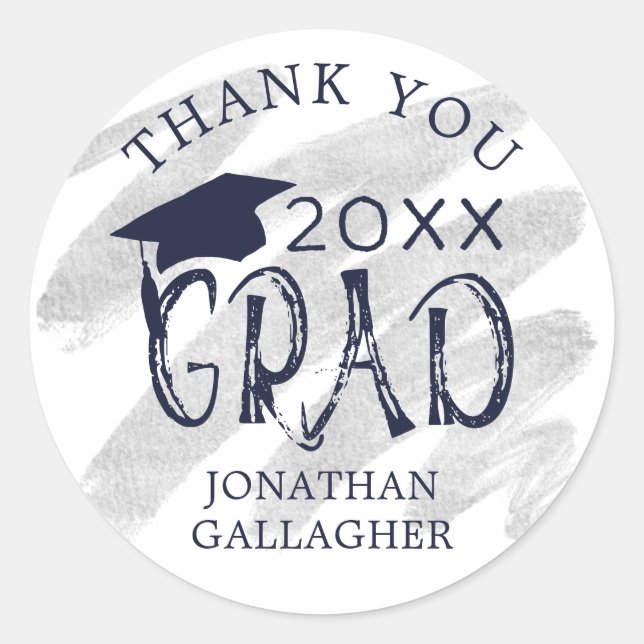 Sticker Rond Merci de graduation moderne Couleurs personnalisée (Devant)