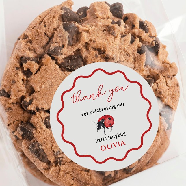Sticker Rond Merci de la fête d'anniversaire de Little Ladybug (Créateur téléchargé)
