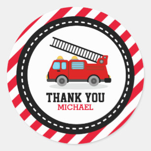 Sticker Rond Merci de la partie de camion moteur d'incendie Fav