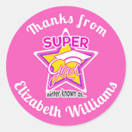 Sticker Rond Merci de la Super Grad Pink - Editable
