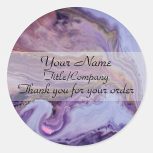 Sticker Rond Merci de l'élégante coiffure en marbre violet