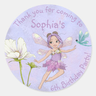 Sticker Rond Merci de libellule violet de fusée