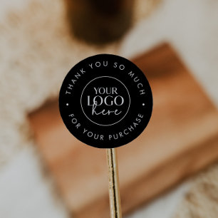 Sticker Rond Merci De Logo D'Entreprise Noir Chic Pour Commande