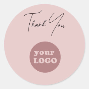 Sticker Rond Merci de logo d'entreprise personnalisé rose pâle
