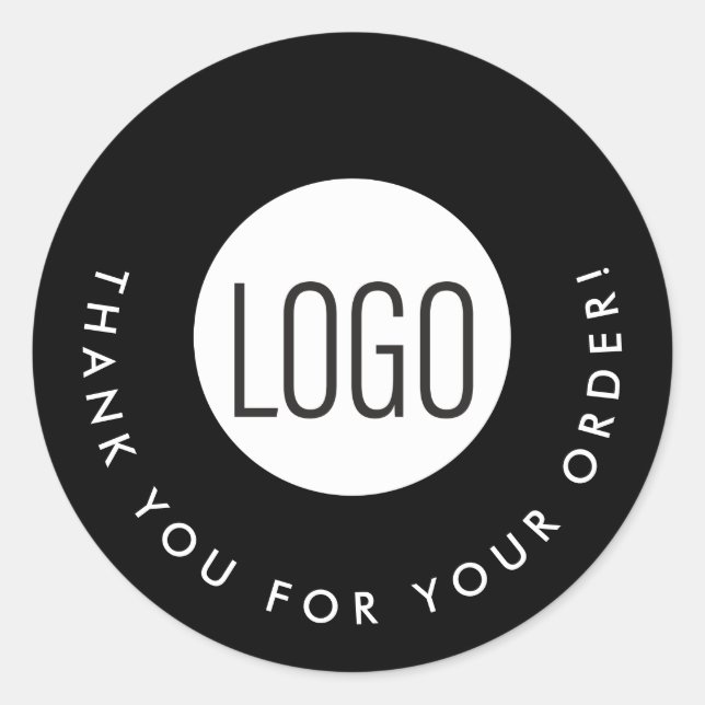 Sticker Rond Merci de logo personnalisé noir pour votre command (Devant)