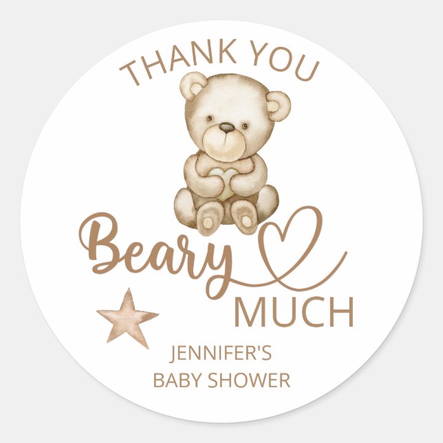 Sticker Rond Merci de l'ours en peluche (Devant)