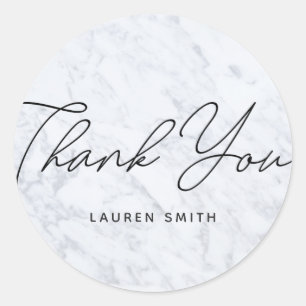 Sticker Rond Merci de Marbre blanc moderne