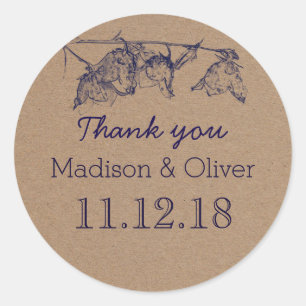 Sticker Rond Merci de Mariage campagnard de fleurs rustiques