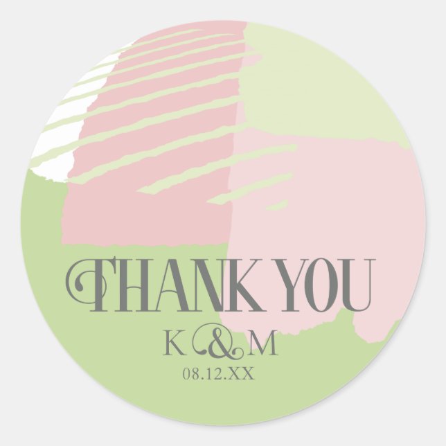 Sticker Rond Merci de Mariage couleur bloc ID740 (Devant)