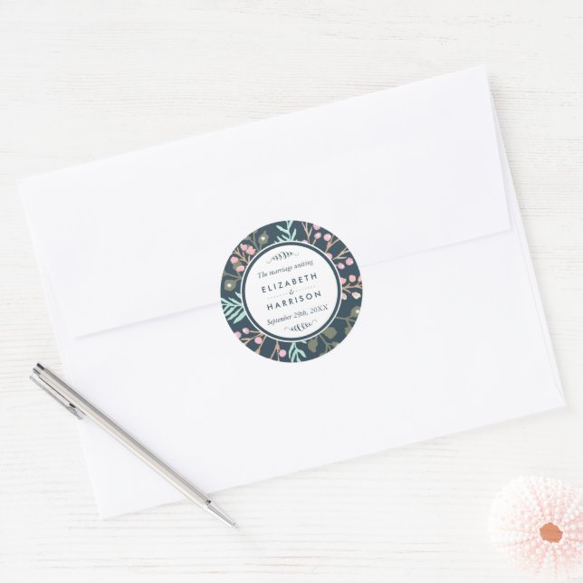 Sticker Rond Merci de Mariage de Berry Botanique Whimsical (Enveloppe)