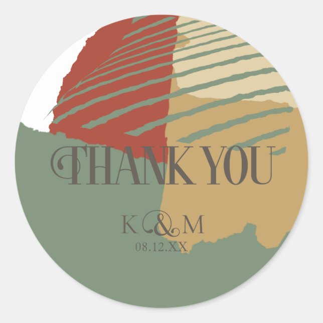 Sticker Rond Merci de Mariage de bloc couleur ID d'automne740 (Devant)