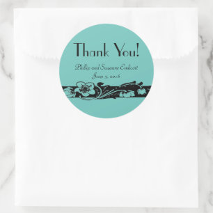 Sticker Rond Merci de Mariage de frontière floral Art déco !