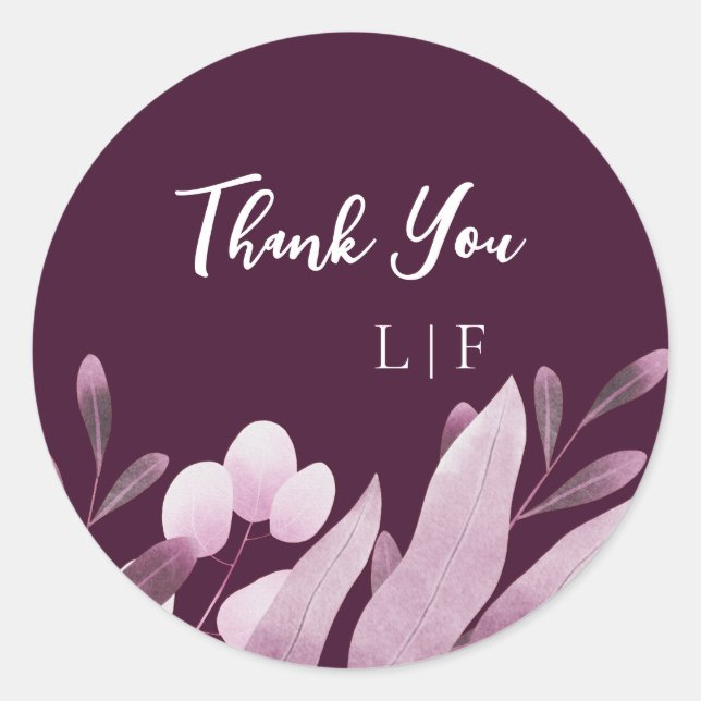 Sticker Rond Merci de Mariage de la Bourgogne Big Leaf (Devant)