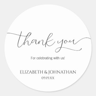 Sticker Rond Merci de Mariage de script minimal simple