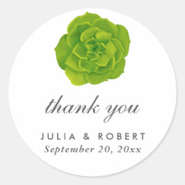 Sticker Rond Merci de mariage élégant et minimal Succulent