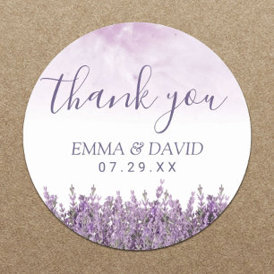 Sticker Rond Merci de mariage élégant floral de lavande