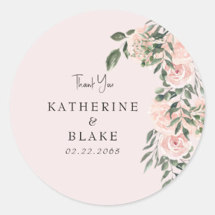 Sticker Rond Merci de Mariage floral clair