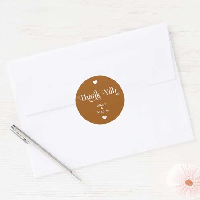 Sticker Rond Merci de mariage moderne et élégant (Enveloppe)