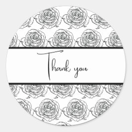 Sticker Rond Merci de Mariage noir et blanc