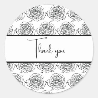 Sticker Rond Merci de Mariage noir et blanc