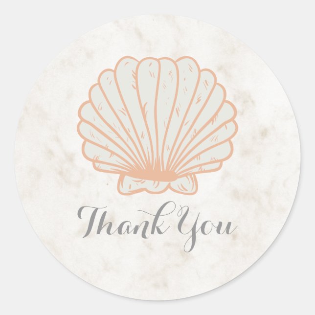 Sticker Rond Merci de Mariage Orange Rustique Seashell (Devant)