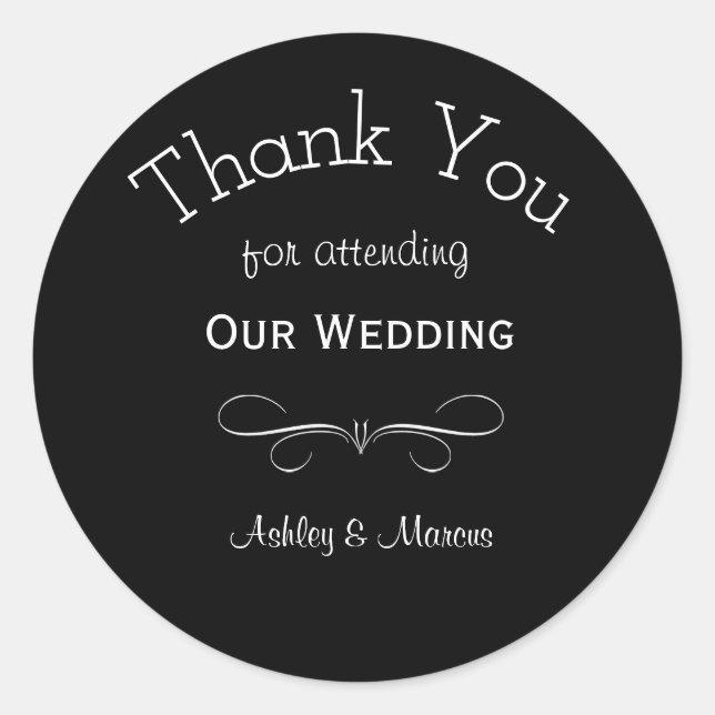 Sticker rond Merci de mariage personnalisé (Devant)
