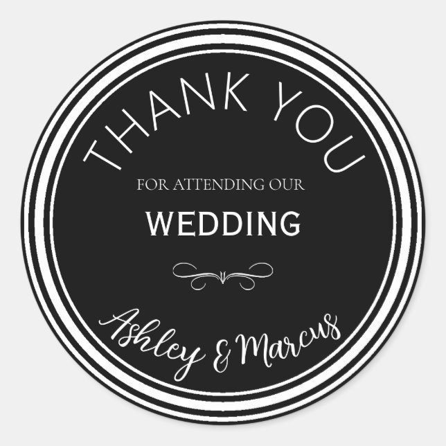 Sticker rond Merci de mariage personnalisé (Devant)