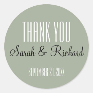 Sticker Rond Merci de Mariage rustique Sage Green