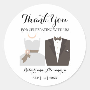 Sticker Rond Merci de mariée et de mariée pour Mariage à venir
