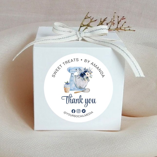 Sticker Rond Merci de mélange bleu (Créateur téléchargé)