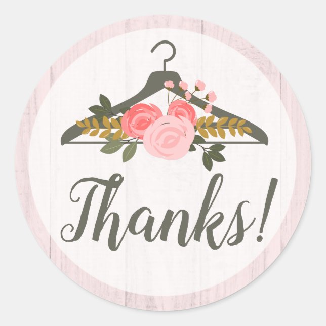Sticker Rond Merci de mode Rose Floral (Devant)