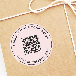 Sticker Rond Merci de Modèle de code QR d'entreprise rose